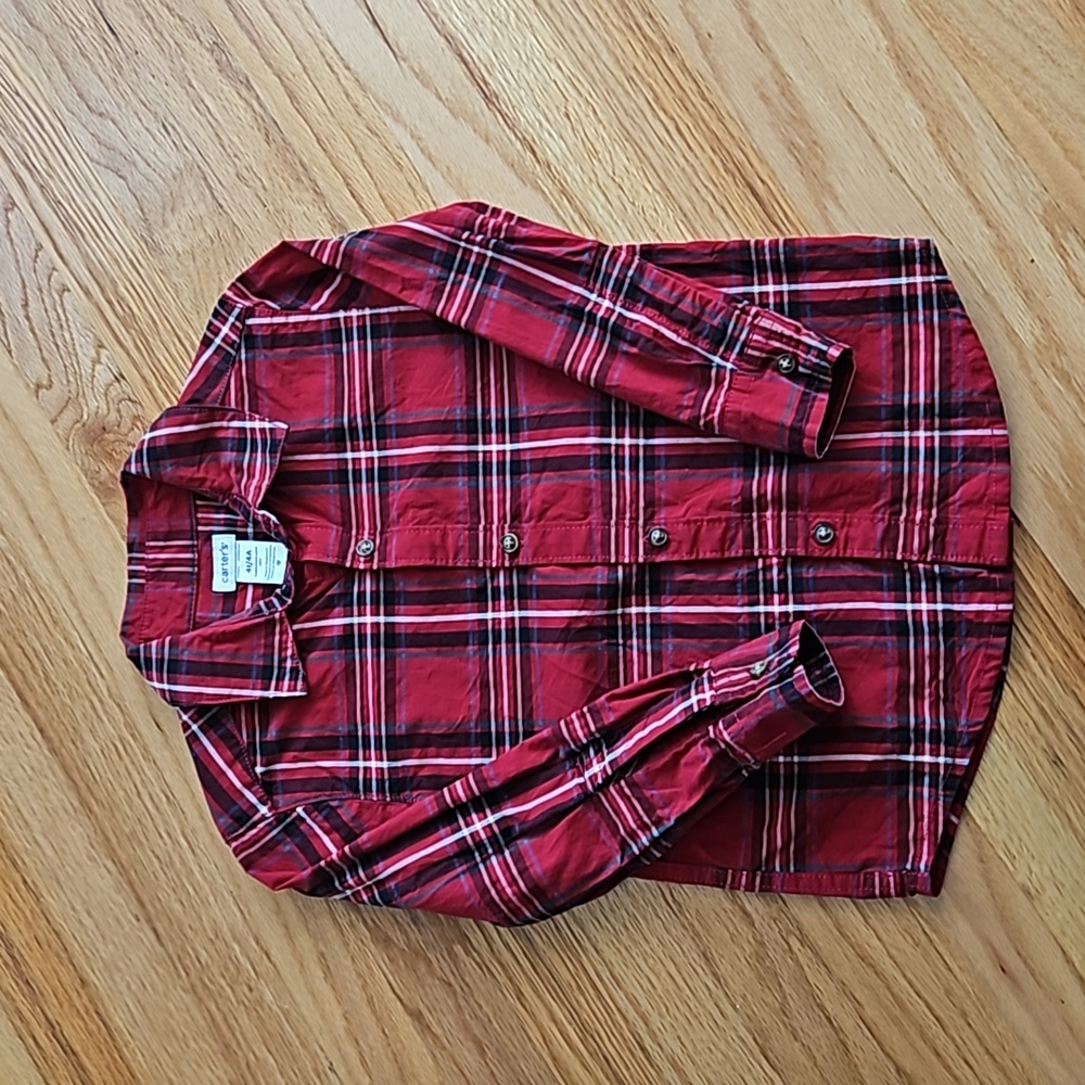 Toddler Boys 4T Red Plaid Button-Up Shirt